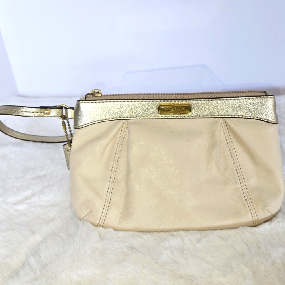 Coach Cream and Gold Women's Wristlet / Clutch